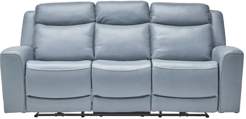 Knox Blue Dual Power Leather Reclining Sofa