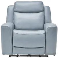Knox Blue Dual Power Leather Recliner