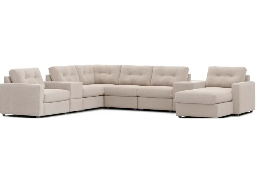 ModularOne Stone 8-Piece Sectional with E-Console & Left Arm Facing Chaise