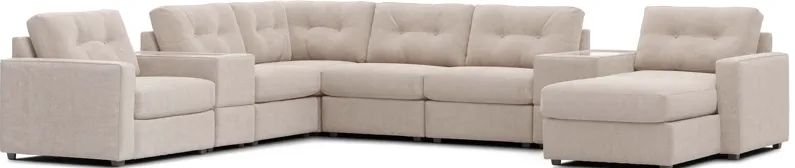 ModularOne Stone 8-Piece Sectional with E-Console & Left Arm Facing Chaise