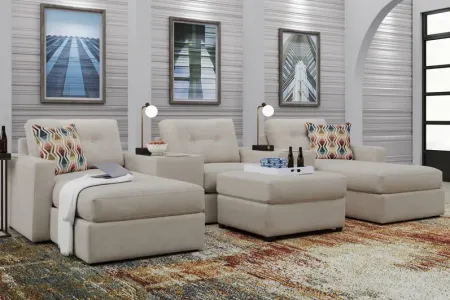 ModularOne Stone 5-Piece Sectional with E-Console & Dual Chaise