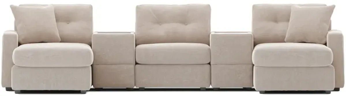 ModularOne Stone 5-Piece Sectional with E-Console & Dual Chaise