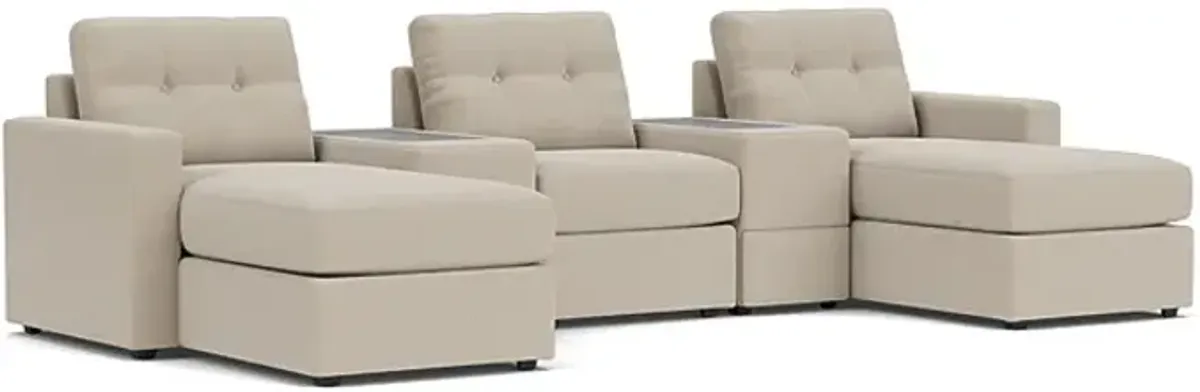 ModularOne Stone 5-Piece Sectional with E-Console & Dual Chaise