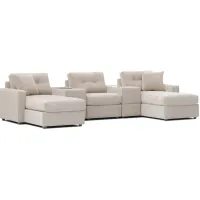 Modular One Stone 5-Piece Sectional with E-Console & Dual Chaise
