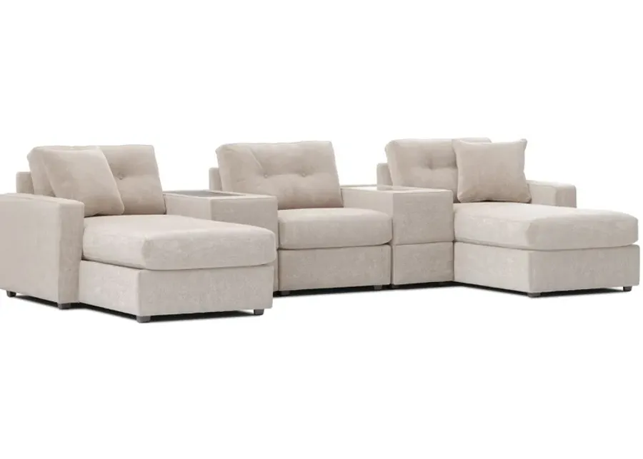 ModularOne Stone 5-Piece Sectional with E-Console & Dual Chaise