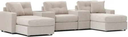 ModularOne Stone 5-Piece Sectional with E-Console & Dual Chaise