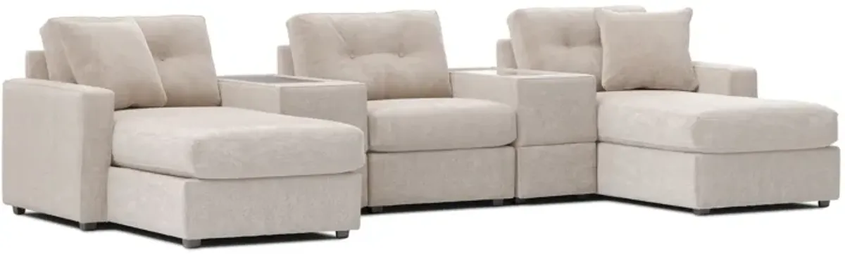 ModularOne Stone 5-Piece Sectional with E-Console & Dual Chaise