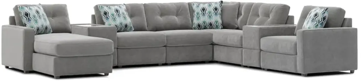 ModularOne Granite 8-Piece Sectional with E-Console & Left Arm Facing Chaise