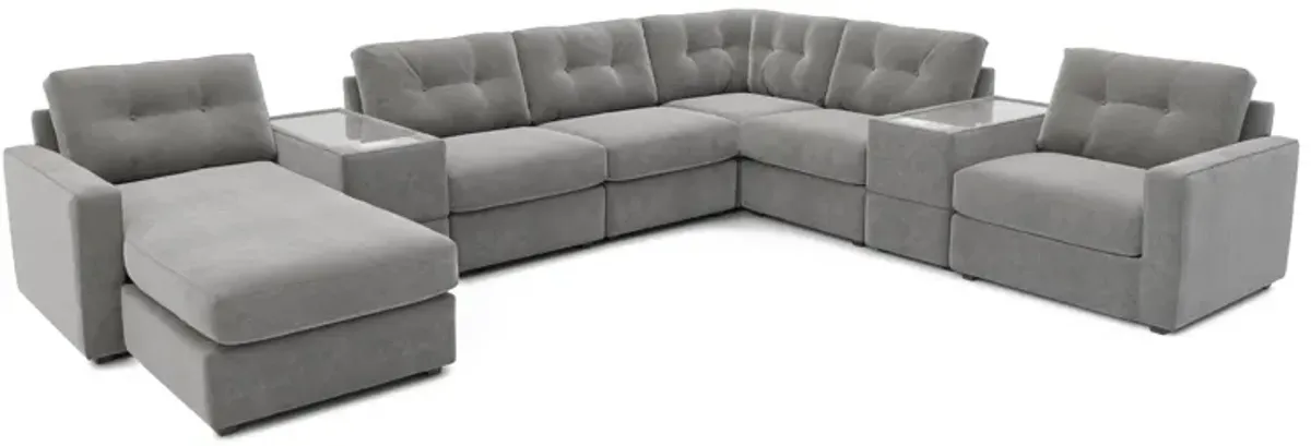 ModularOne Granite 8-Piece Sectional with E-Console & Left Arm Facing Chaise