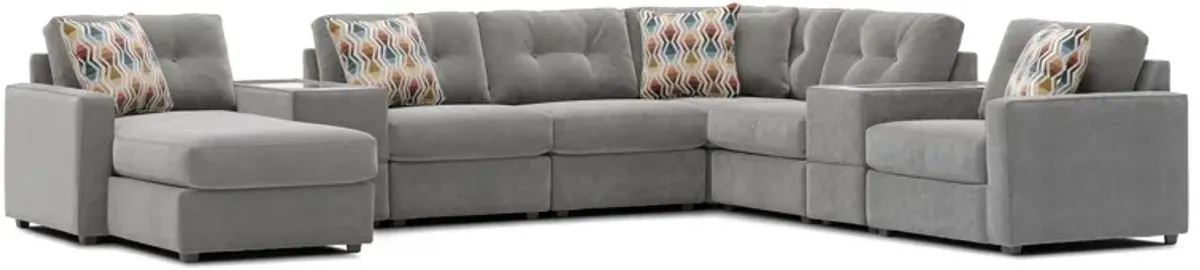 ModularOne Granite 8-Piece Sectional with E-Console & Left Arm Facing Chaise