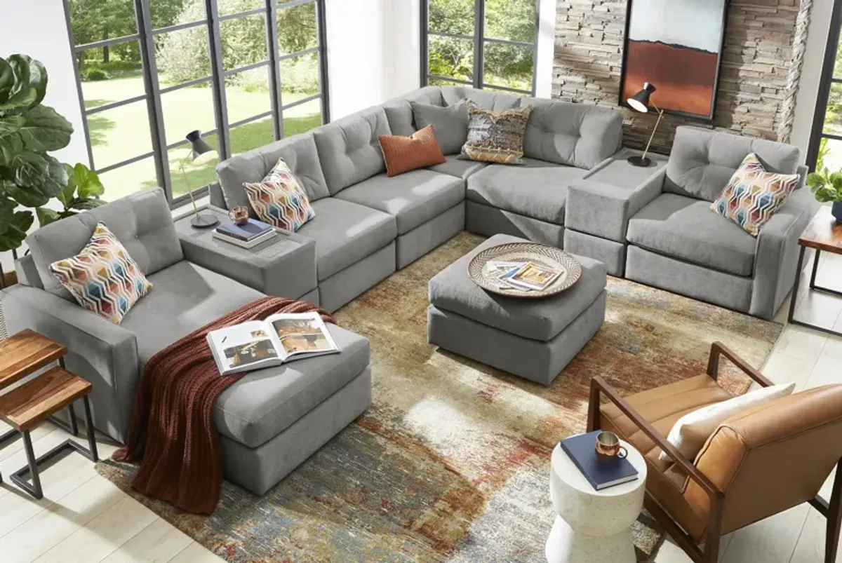 ModularOne Granite 8-Piece Sectional with E-Console & Left Arm Facing Chaise