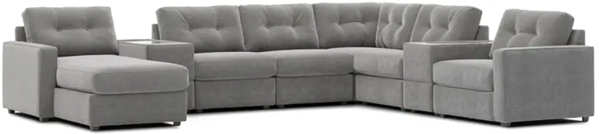 ModularOne Granite 8-Piece Sectional with E-Console & Left Arm Facing Chaise