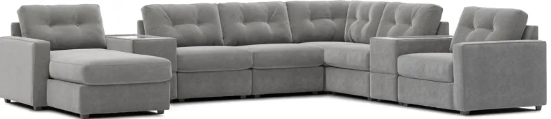 Modular One Granite 8-Piece Sectional with E-Console & Left Arm Facing Chaise