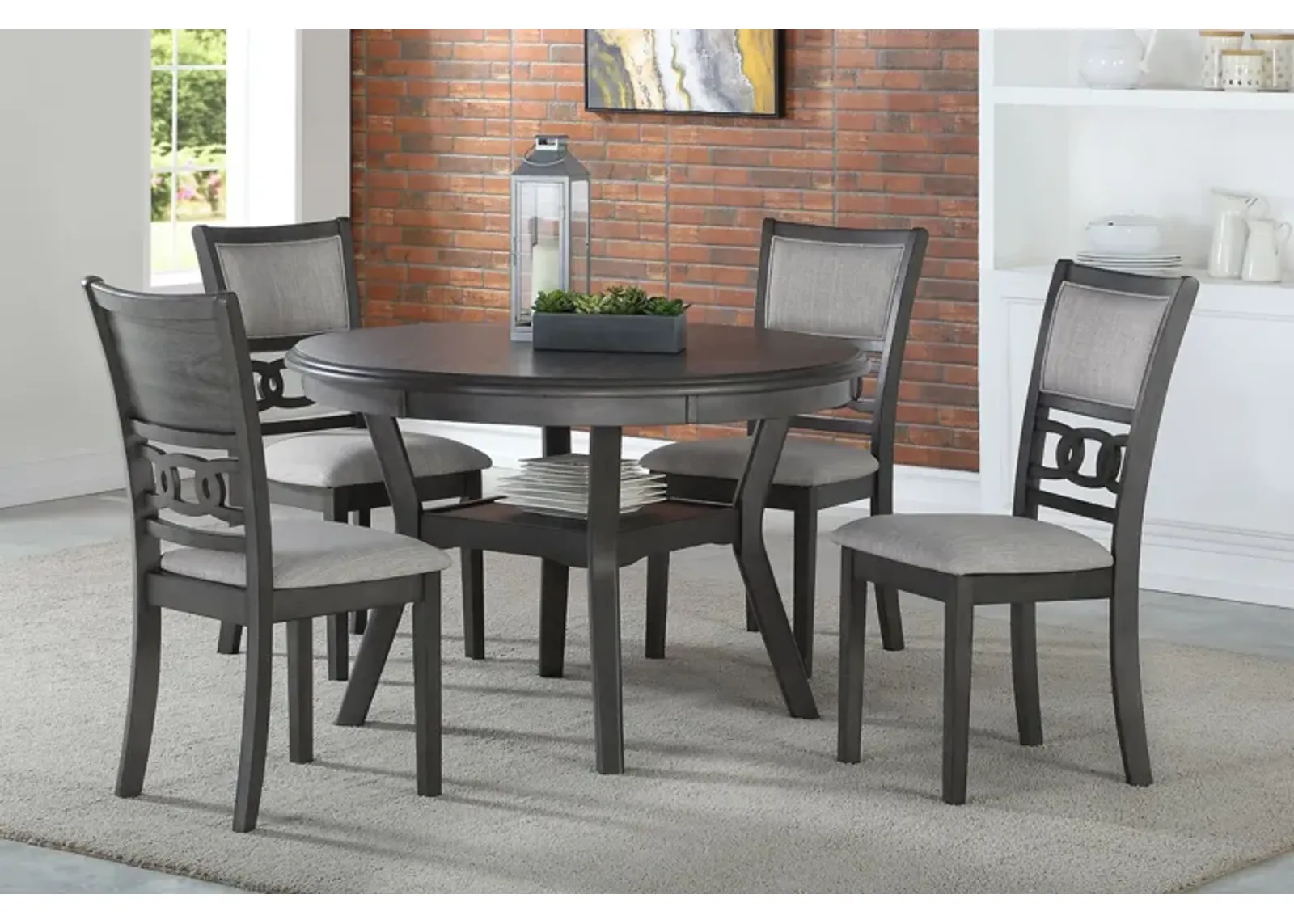 Gia Grey Round Dining Table + 4 Chairs