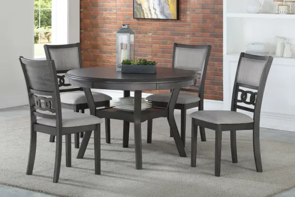 Gia Grey 47" Round Dining Table + 4 Chairs