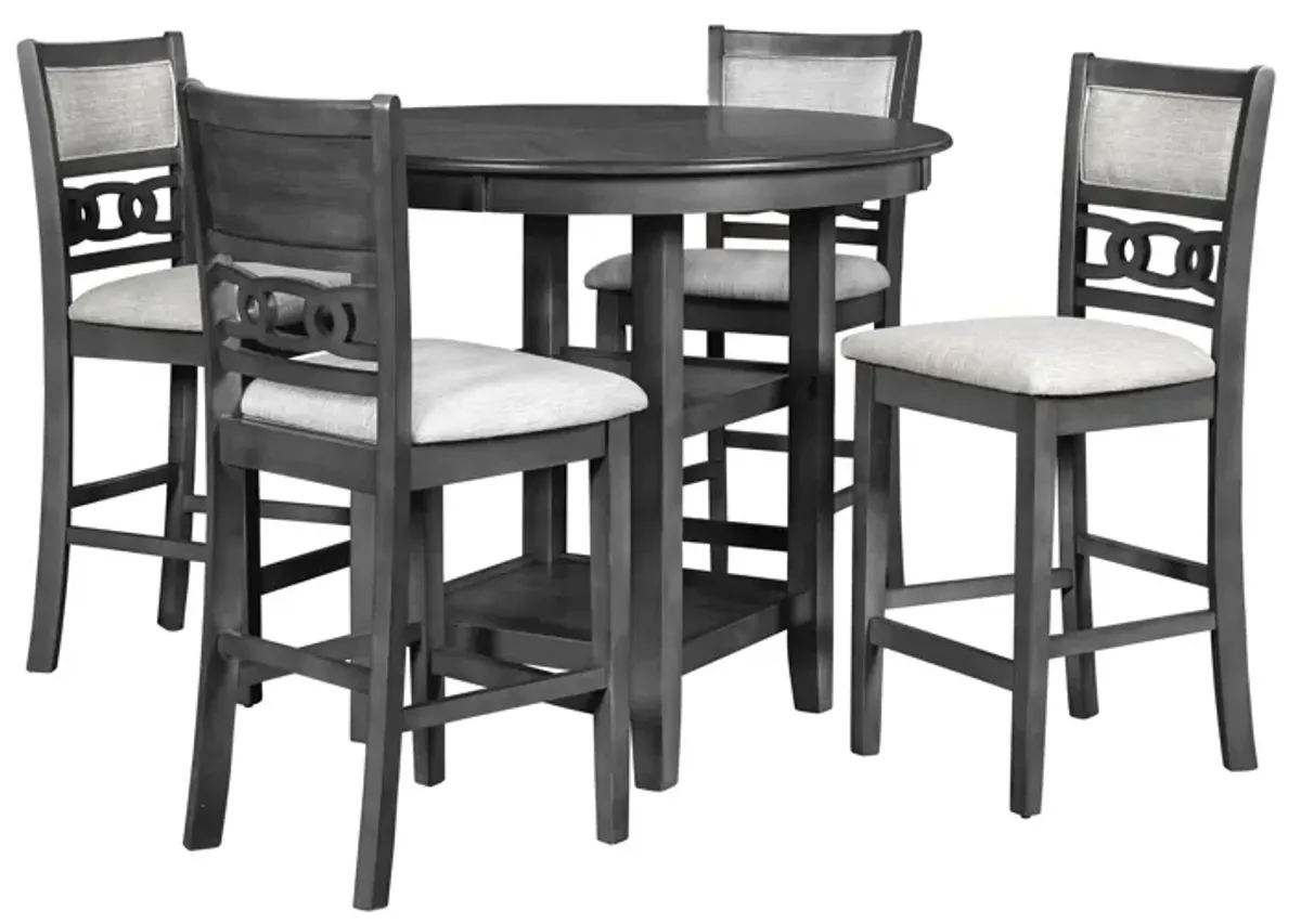 Gia Grey Round Counter Table + 4 Stools