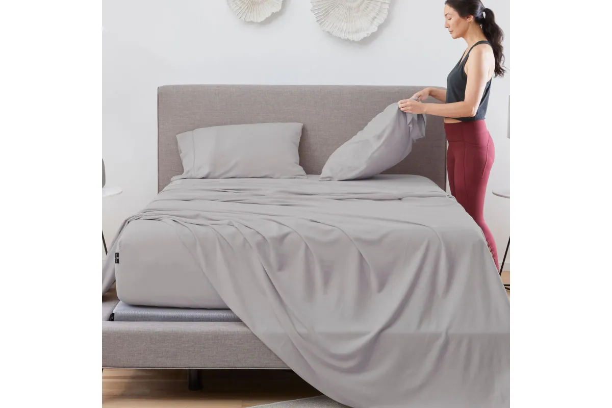 Hyper-Linen Light Grey Queen Pillowcase Set by Bedgear