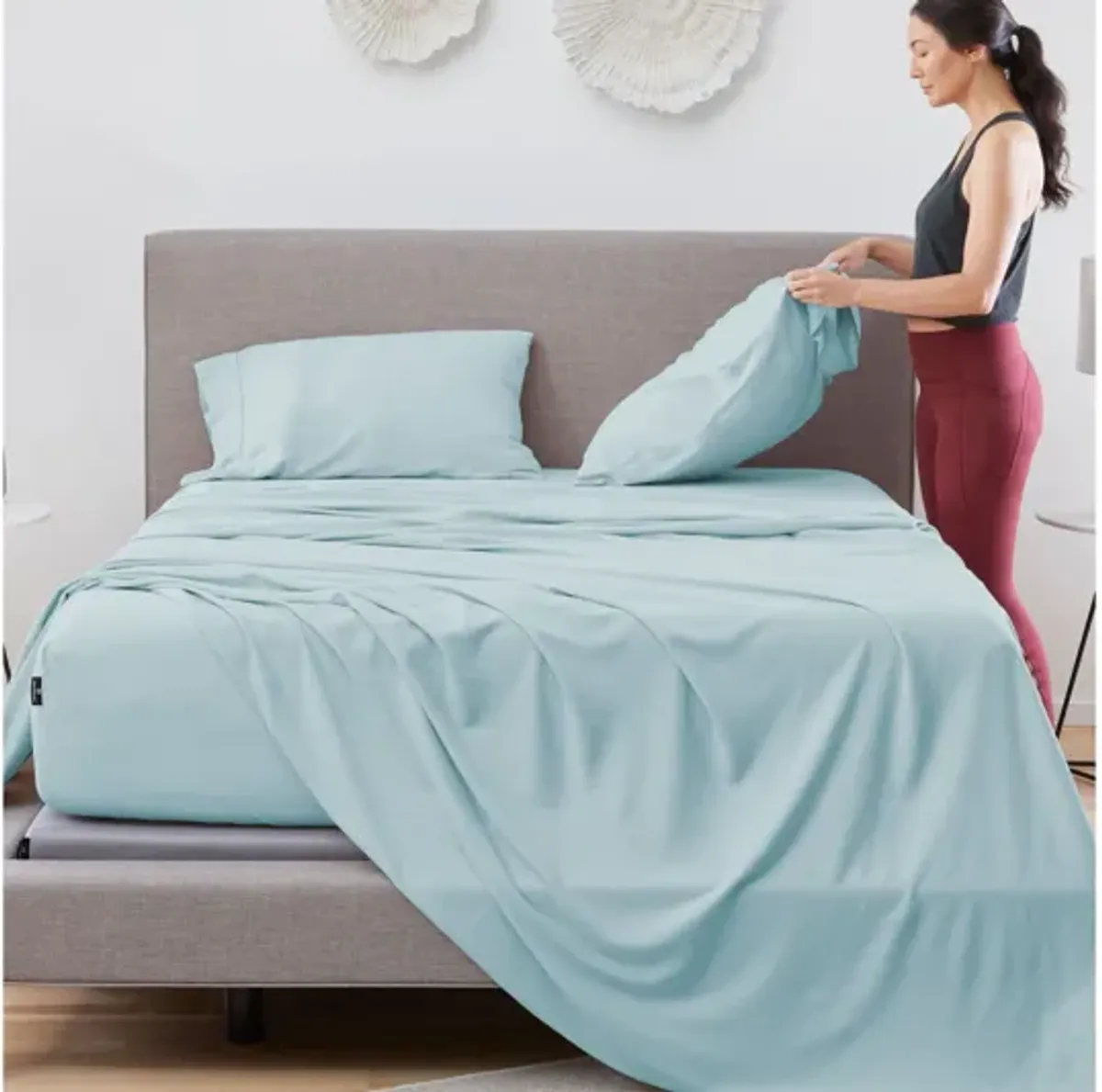 Hyper-Linen Misty Blue Queen Sheet Set by Bedgear