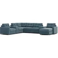 Modular One Teal 8-Piece Sectional with Right Arm Facing Chaise