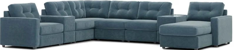 ModularOne Teal 8-Piece Sectional with Right Arm Facing Chaise