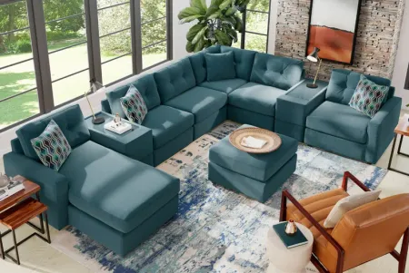 ModularOne Teal 8-Piece Sectional with Left Arm Facing Chaise