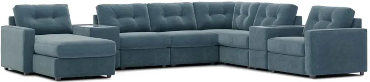 ModularOne Teal 8-Piece Sectional with Left Arm Facing Chaise