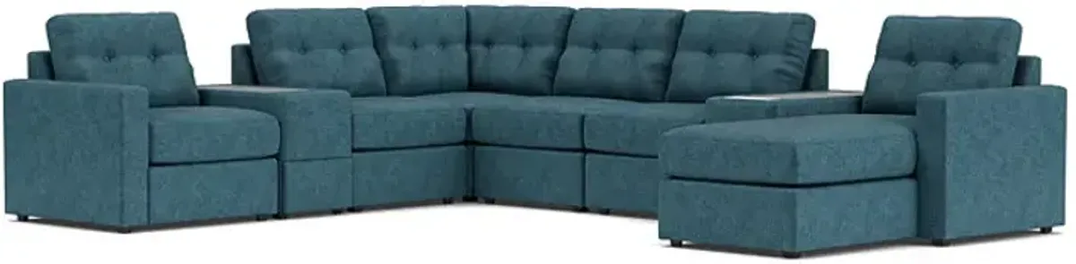 ModularOne Teal 8-Piece Sectional with E-Console & Right Arm Facing Chaise