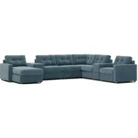 Modular One Teal 8-Piece Sectional with E-Console & Left Arm Facing Chaise