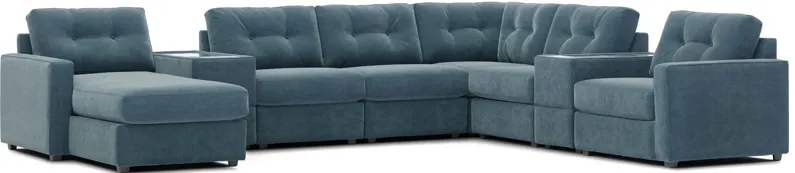 ModularOne Teal 8-Piece Sectional with E-Console & Left Arm Facing Chaise