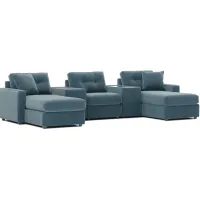 Modular One Teal 5-Piece Sectional with Dual Chaise