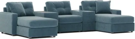 Modular One Teal 5-Piece Sectional with Dual Chaise