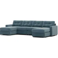 Modular One Teal 4-Piece Sectional with Dual Chaise