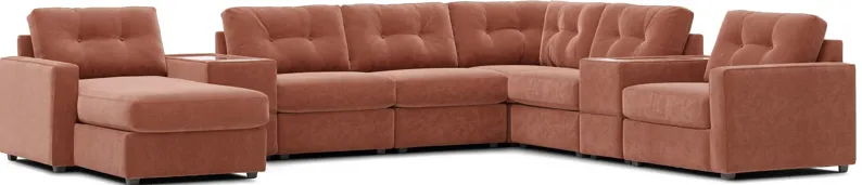 Modular One Cantaloupe 8-Piece Sectional with E-Console & Right Arm Facing Chaise