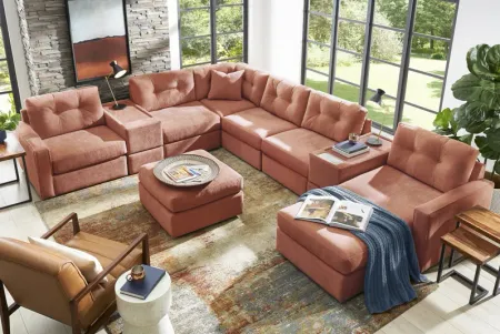 ModularOne Cantaloupe 8-Piece Sectional with E-Console & Left Arm Facing Chaise