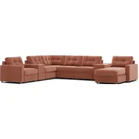 Modular One Cantaloupe 8-Piece Sectional with E-Console & Left Arm Facing Chaise