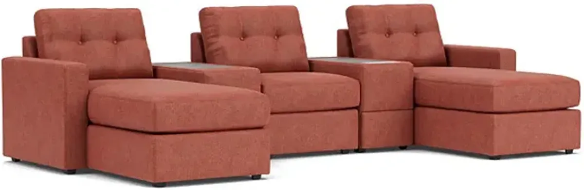 ModularOne Cantaloupe 5-Piece Sectional with E-Console & Dual Chaise
