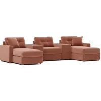 Modular One Cantaloupe 5-Piece Sectional with E-Console & Dual Chaise