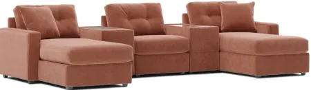 Modular One Cantaloupe 5-Piece Sectional with E-Console & Dual Chaise