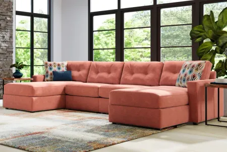 Modular One Cantaloupe 4-Piece Sectional with Dual Chaise