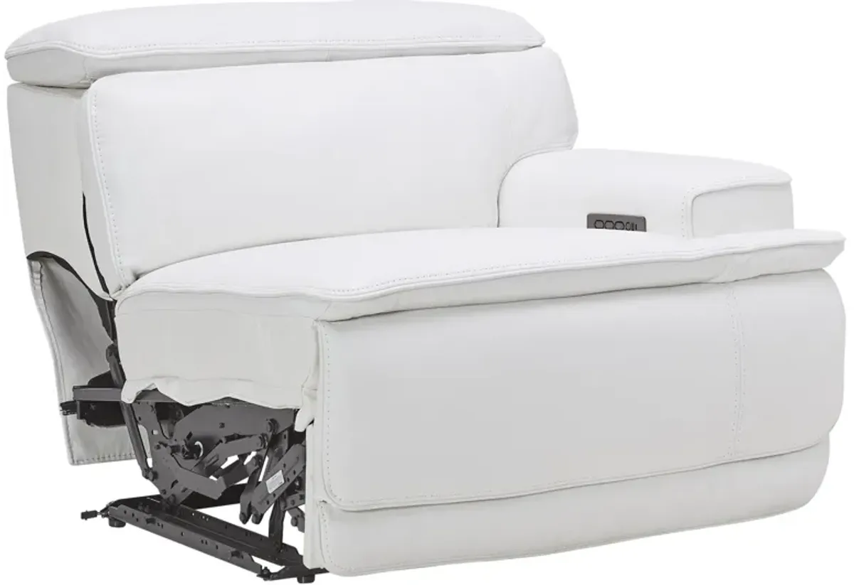 Maddox White Leather Triple Power Reclining Sofa