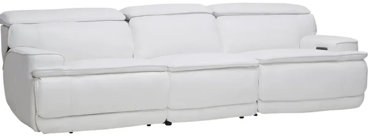 Maddox White Leather Triple Power Reclining Sofa