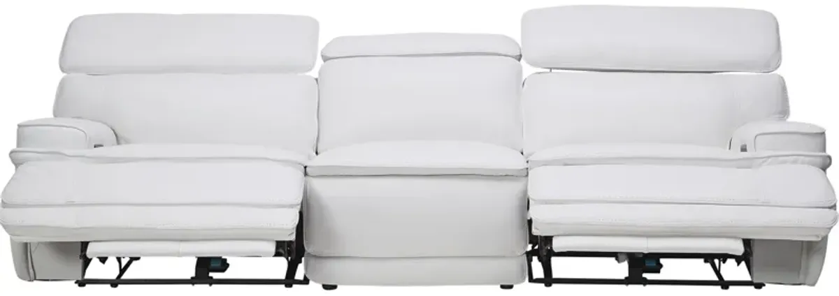 Maddox White Leather Triple Power Reclining Sofa