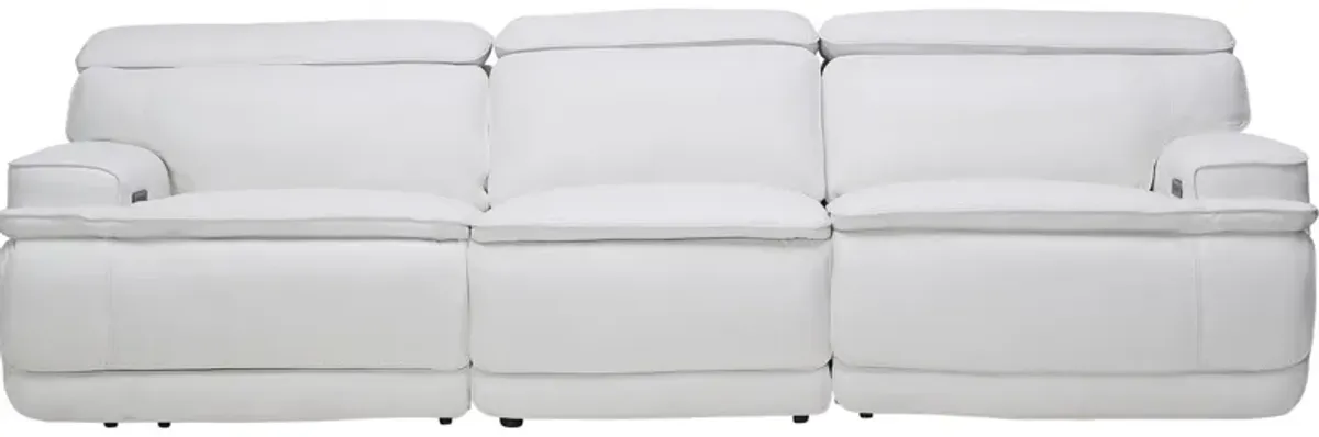 Maddox White Leather Triple Power Reclining Sofa