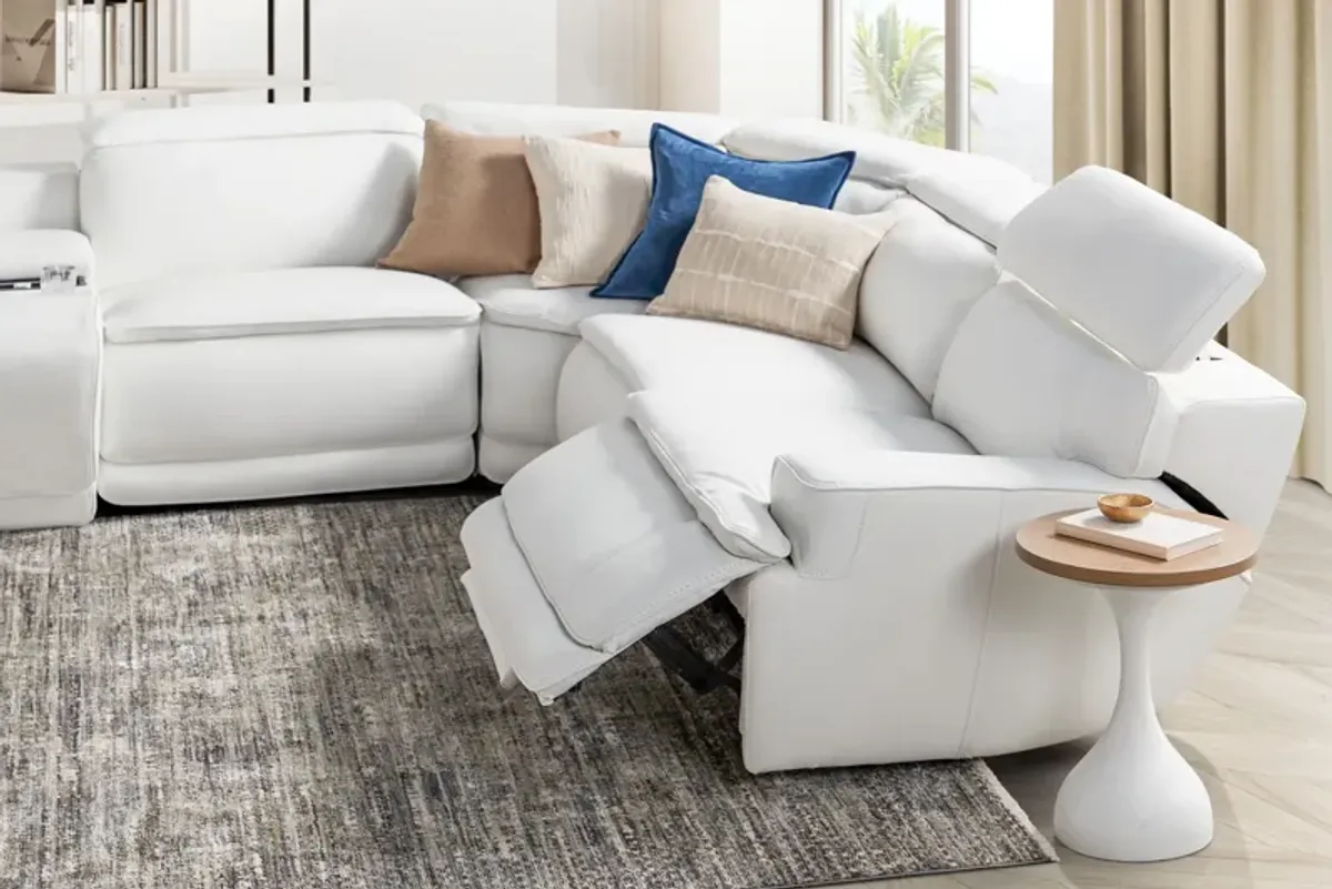 Maddox White 6-Piece Leather Triple Power Reclining Sectional