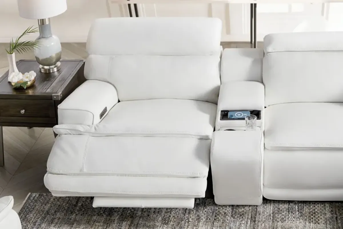 Maddox White 6-Piece Leather Triple Power Reclining Sectional