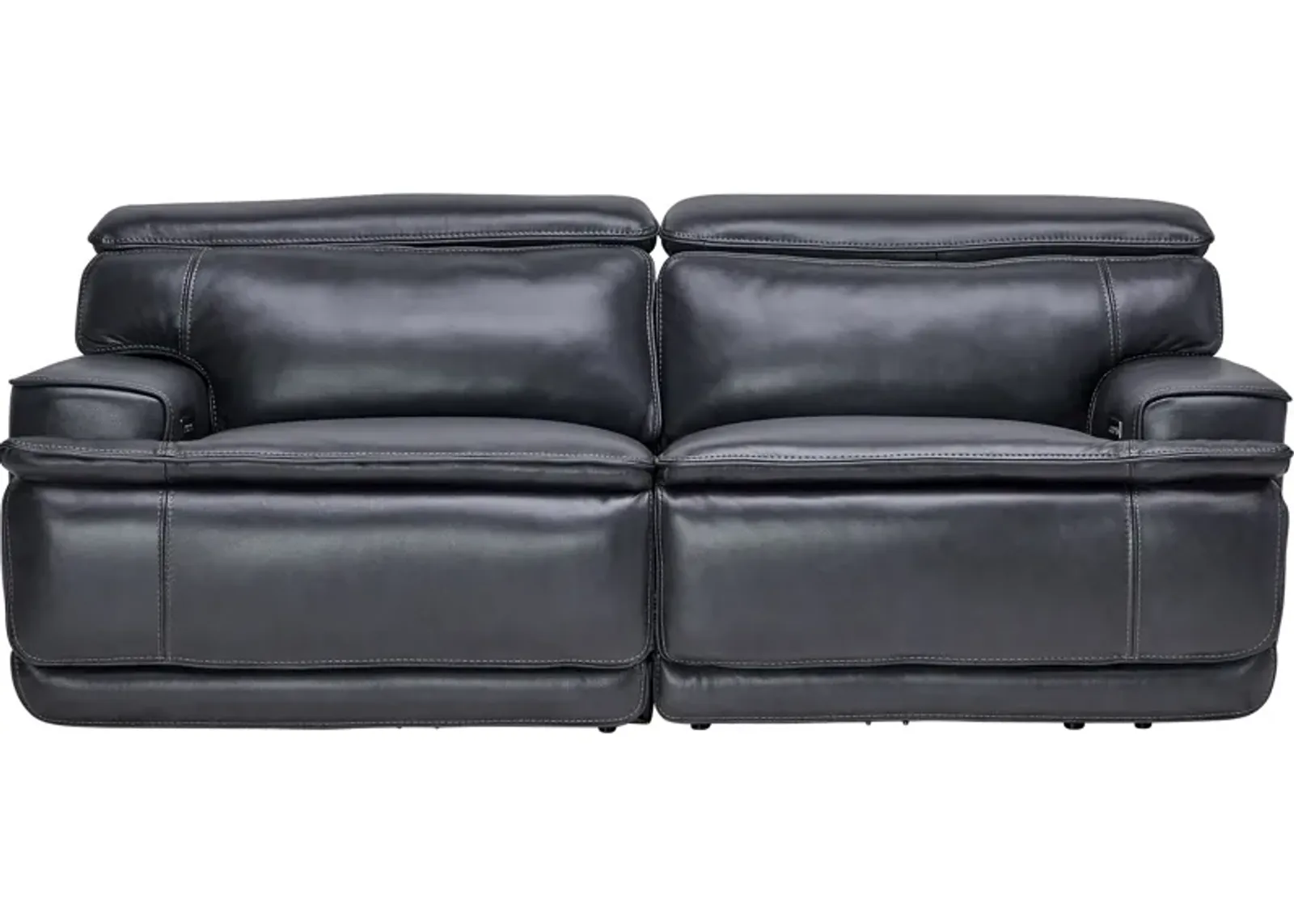 Maddox Navy Leather Triple Power Reclining Loveseat