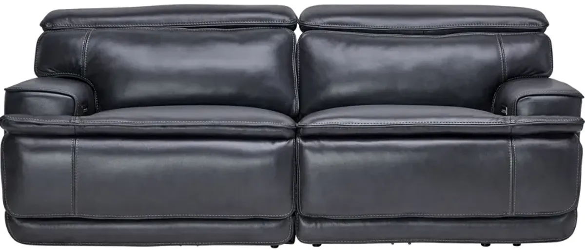 Maddox Navy Leather Triple Power Reclining Loveseat