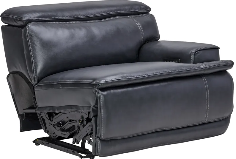 Maddox Navy 6-Piece Leather Triple Power Sectional