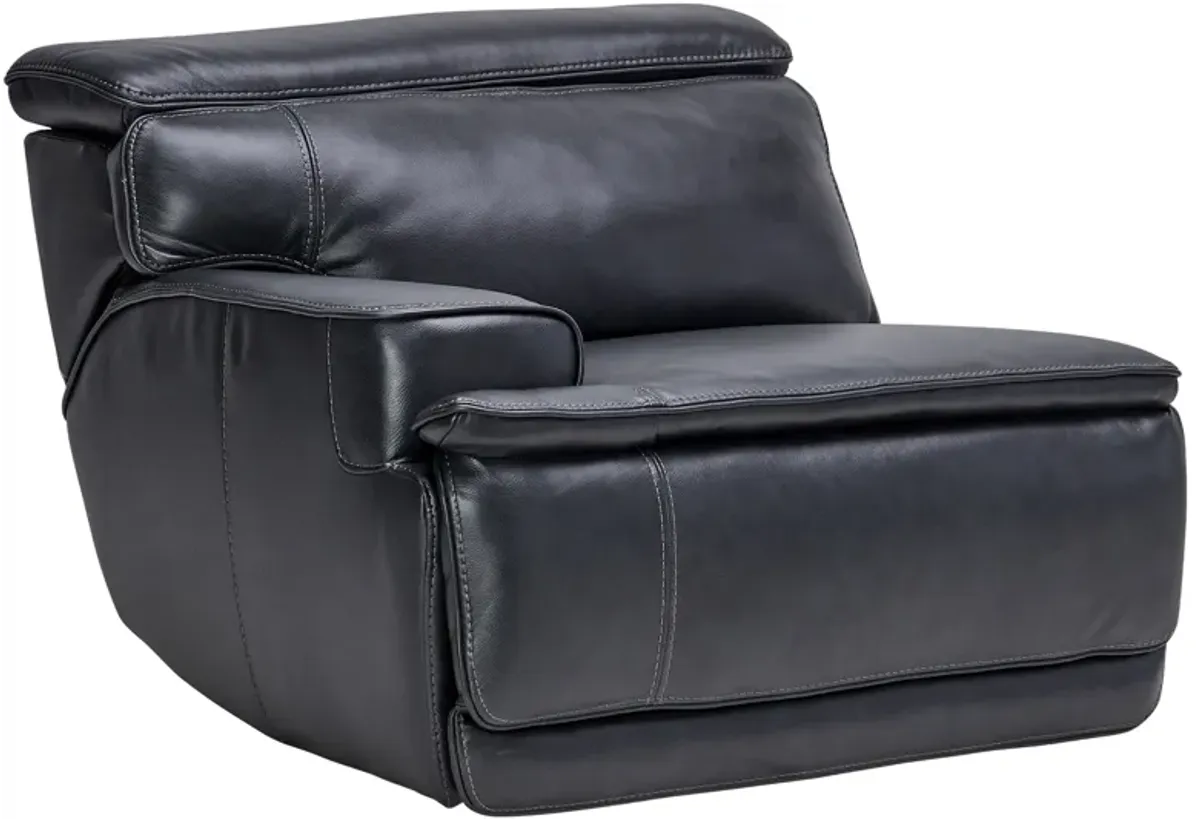 Maddox Navy 5-Piece Leather Triple Power Reclining Sectional