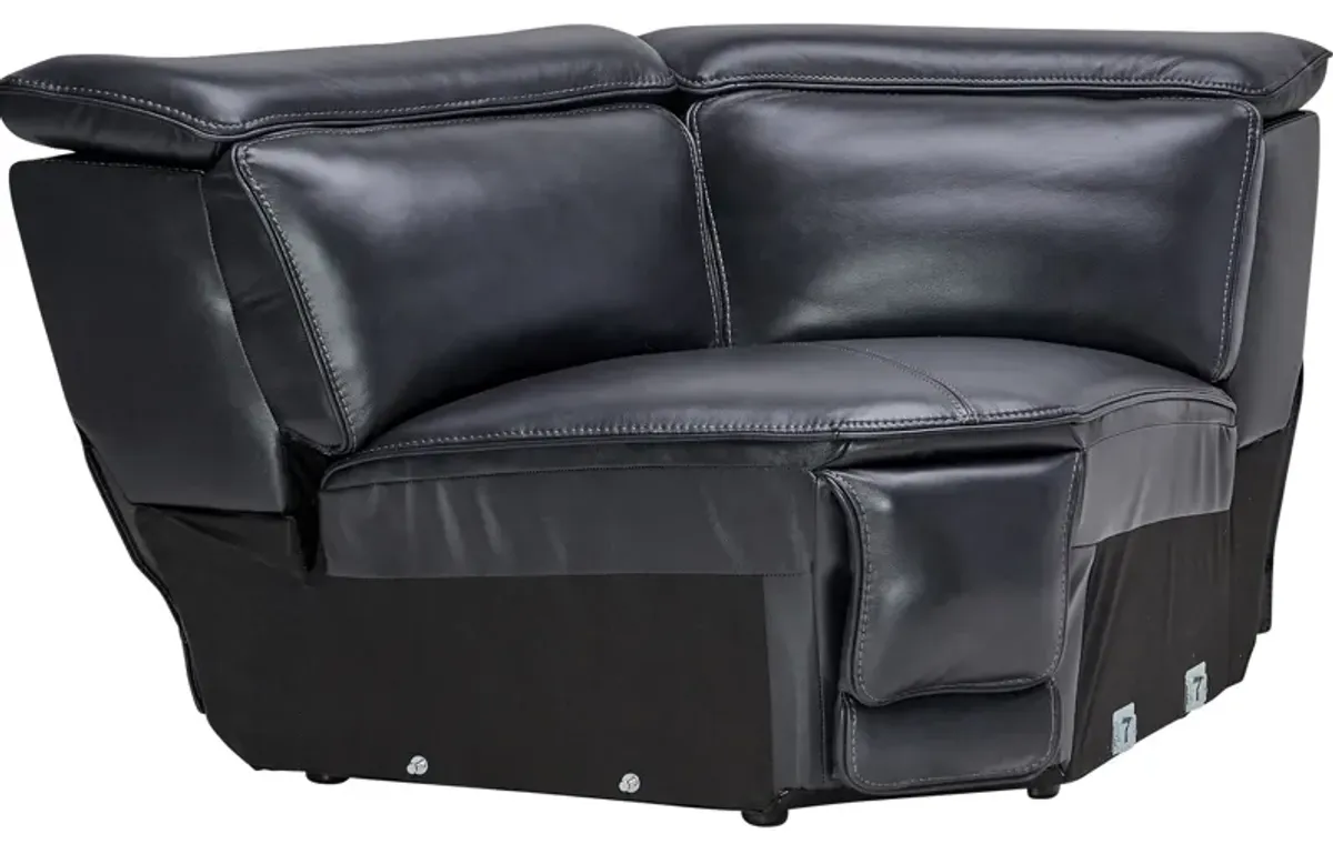 Maddox Navy 5-Piece Leather Triple Power Reclining Sectional